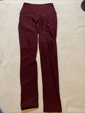 High-Rise Women's Deep Burgundy Leggings With Fleece Lining